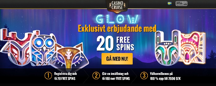 20 gratis spinn hos Casino Cruise i Mars 2016